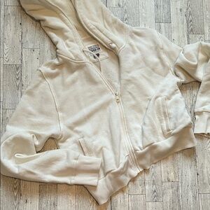 American Eagle cream cropped Hoodie size L